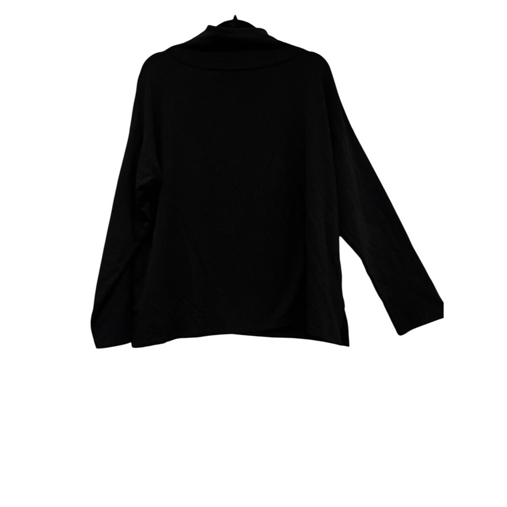 Eileen Fisher sz L black high mock neck minimalist long sleeve sweater LL - Picture 2 of 2